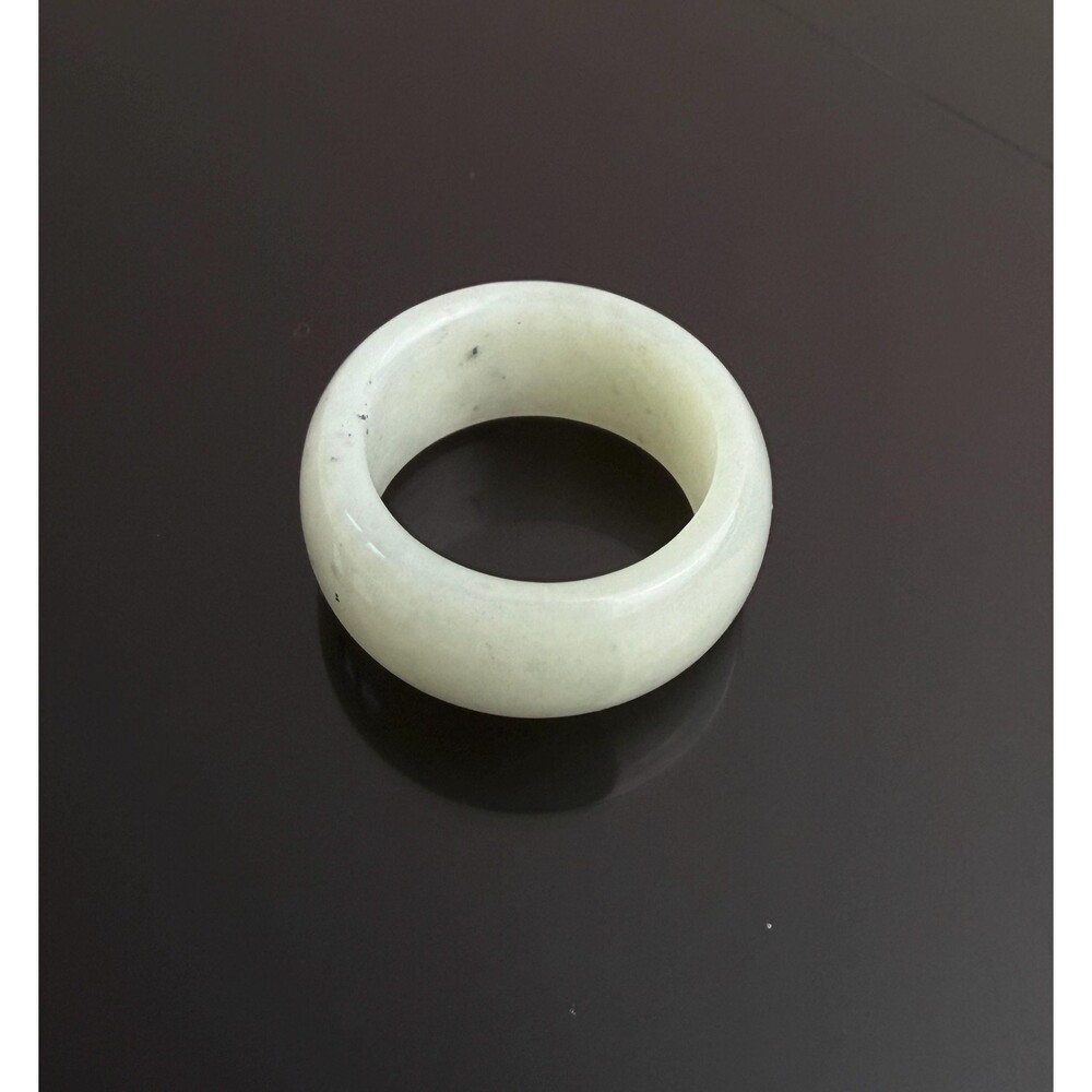 1 Natural icy Jade unique pattern band Ring US 8 Minimalist jewelry green /white - Picture 6 of 10